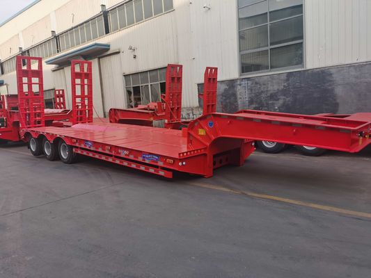 Semi camión de 40 pies remolque de cama plana de cama baja remolque tractor