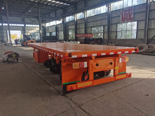Semi remolque de baja anchura de 3 pies de eje con cama plana remolque de cama baja extensible